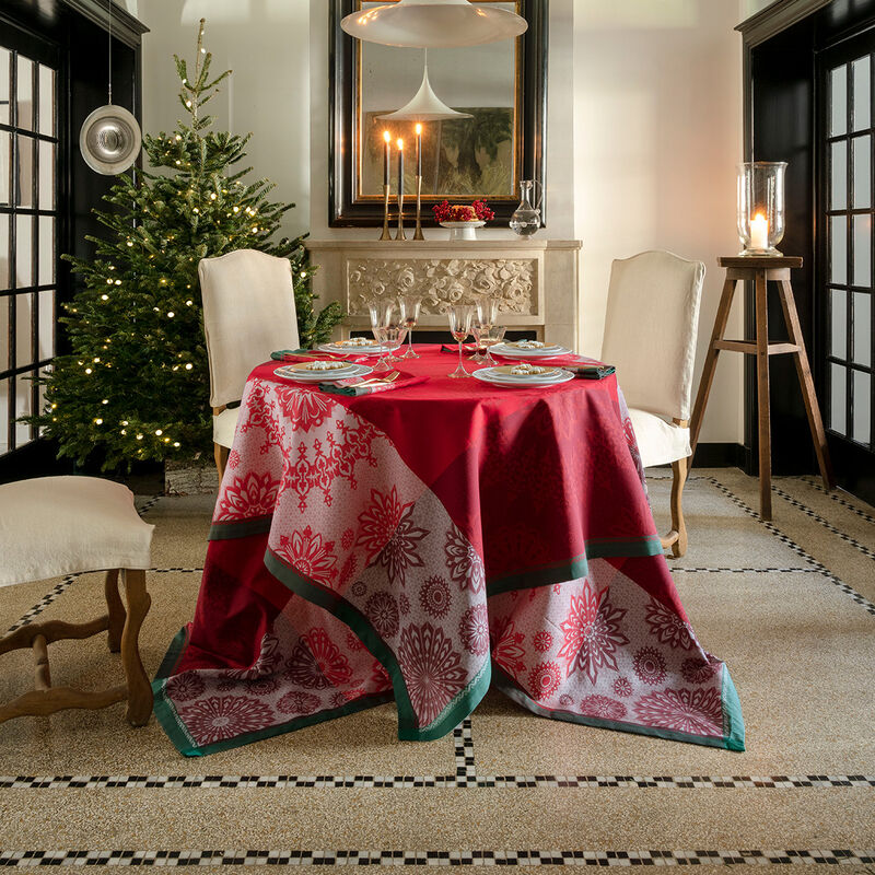 Tablecloth Lumières d'étoiles Red 175x175 100% cotton, , hi-res image number 1