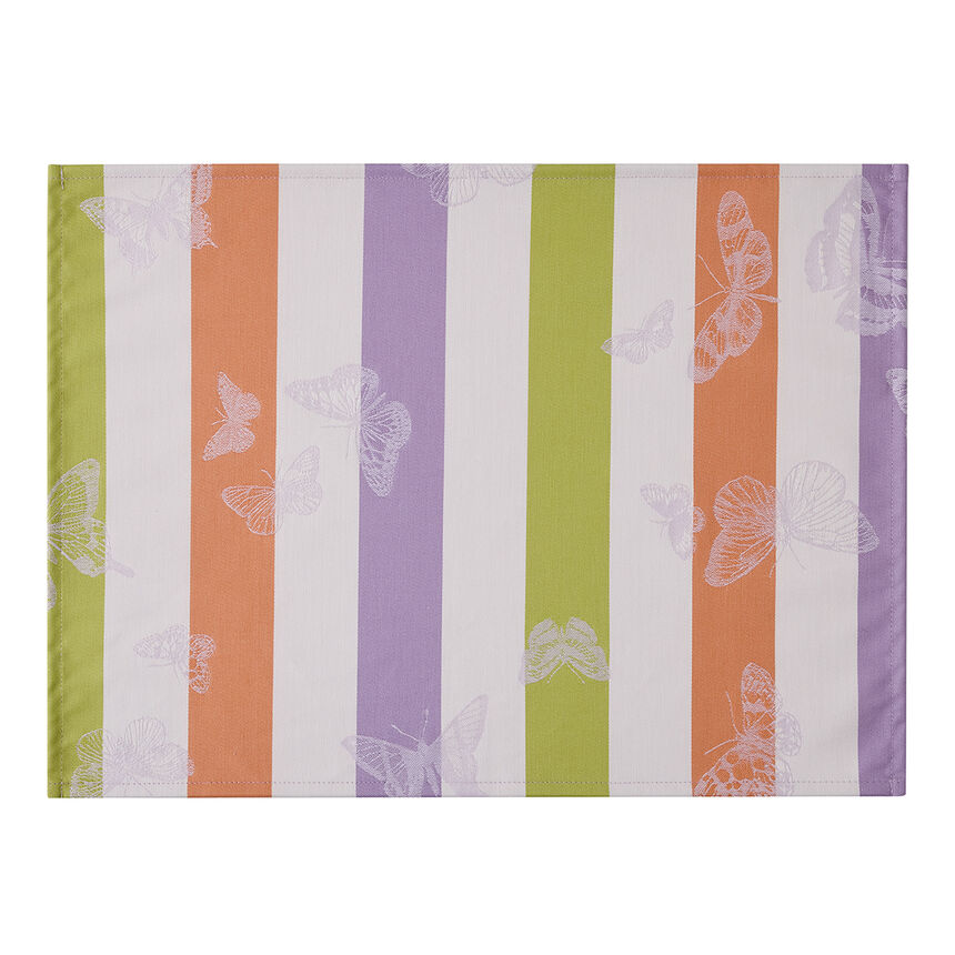 Coated placemat Bal des papillons Coated Purple 50x36 100% cotton, , hi-res image number 0