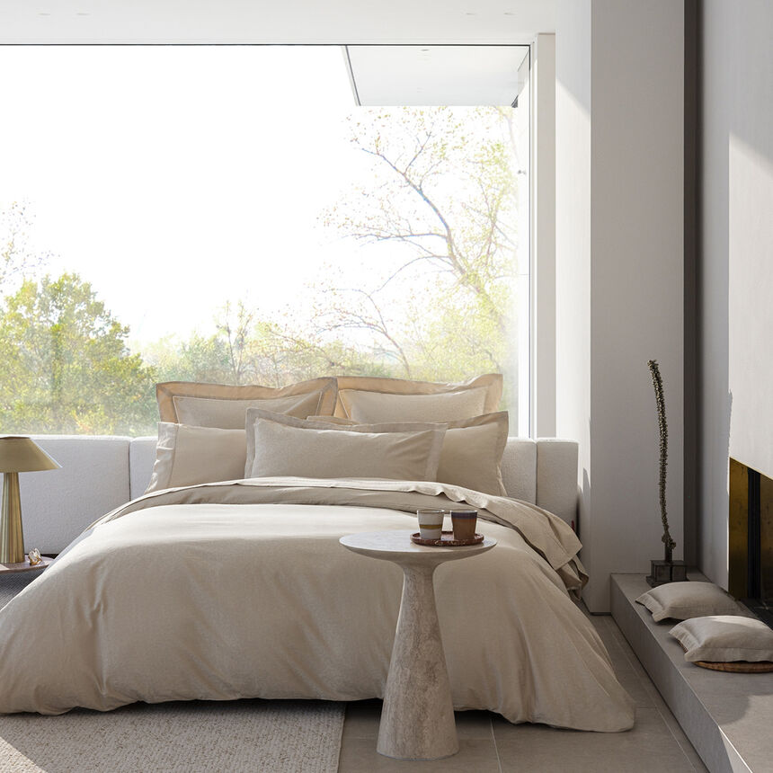 Duvet cover Portofino Beige 88"X92"Queen 100% cotton, , hi-res image number 1