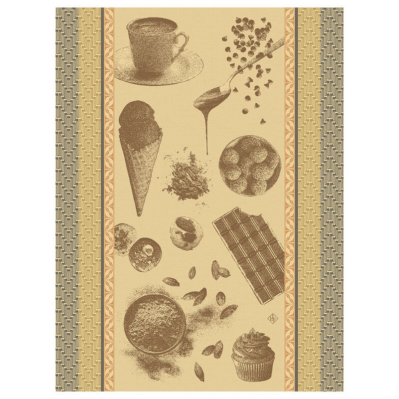 Tea towel Chocolats - Recettes Pink 24"x31" 100% cotton, , hi-res image number 0