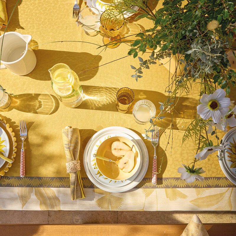 Tablecloth Sinharâja Yellow 69"x69" 100% cotton, , hi-res image number 5