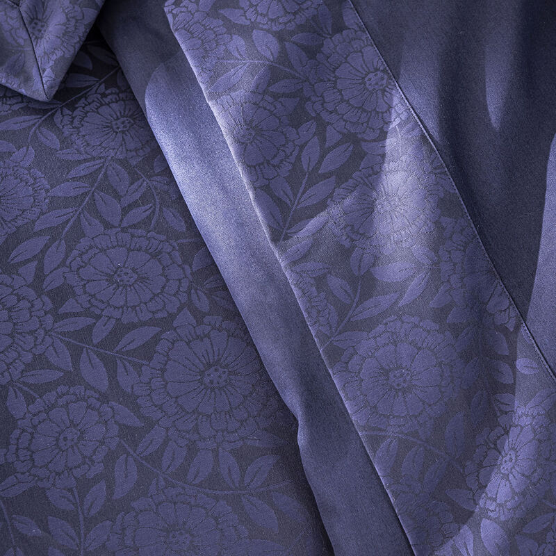 Flat sheet Flora Dark blue 94"X118" 100% cotton, , hi-res image number 1