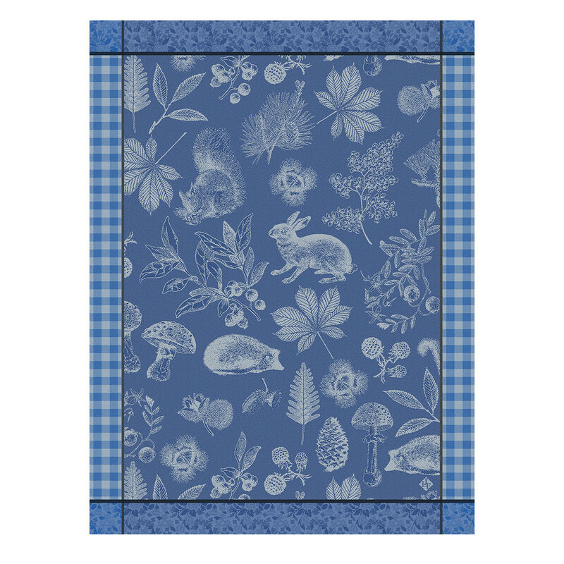 Tea towel Dans les bois Tableau Blue 24"x31" 100% cotton, , hi-res