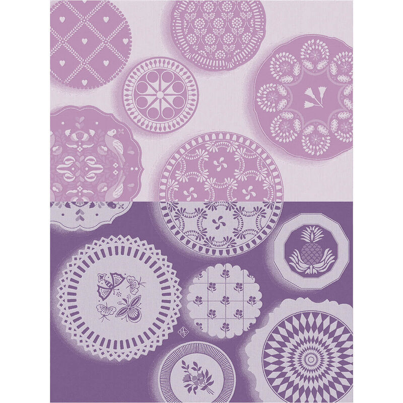 Tea towel Fa&iuml;ence Purple 24"x31" 100% cotton, , hi-res image number 0
