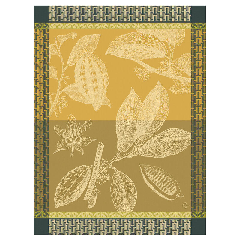 Tea towel Chocolats - Fève Yellow 24"x31" 100% cotton, , hi-res image number 0