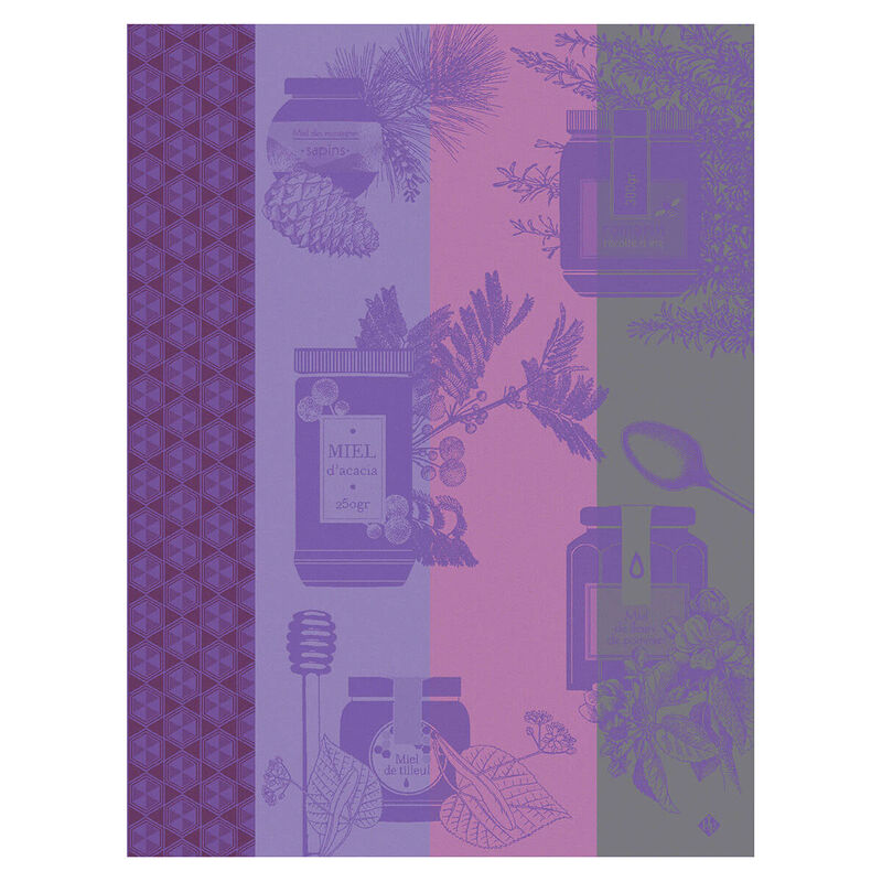 Tea towel Miel en Pot Purple 24"x31" 100% cotton, , hi-res image number 0