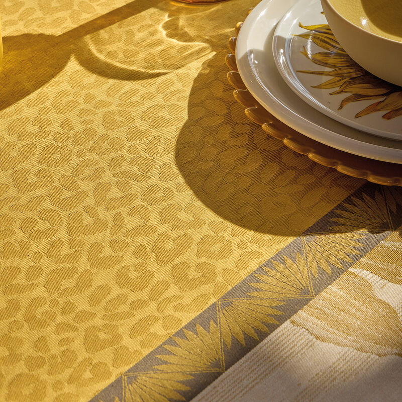 Tablecloth Sinharâja Yellow 69"x69" 100% cotton, , hi-res image number 6