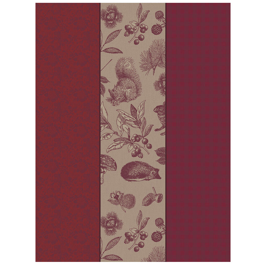 Tea towel Dans les bois Tryptique Red 60x80 100% cotton, , hi-res image number 1