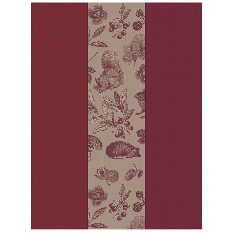 Tea towel Dans les bois Tryptique Red 60x80 100% cotton, , hi-res image number 1