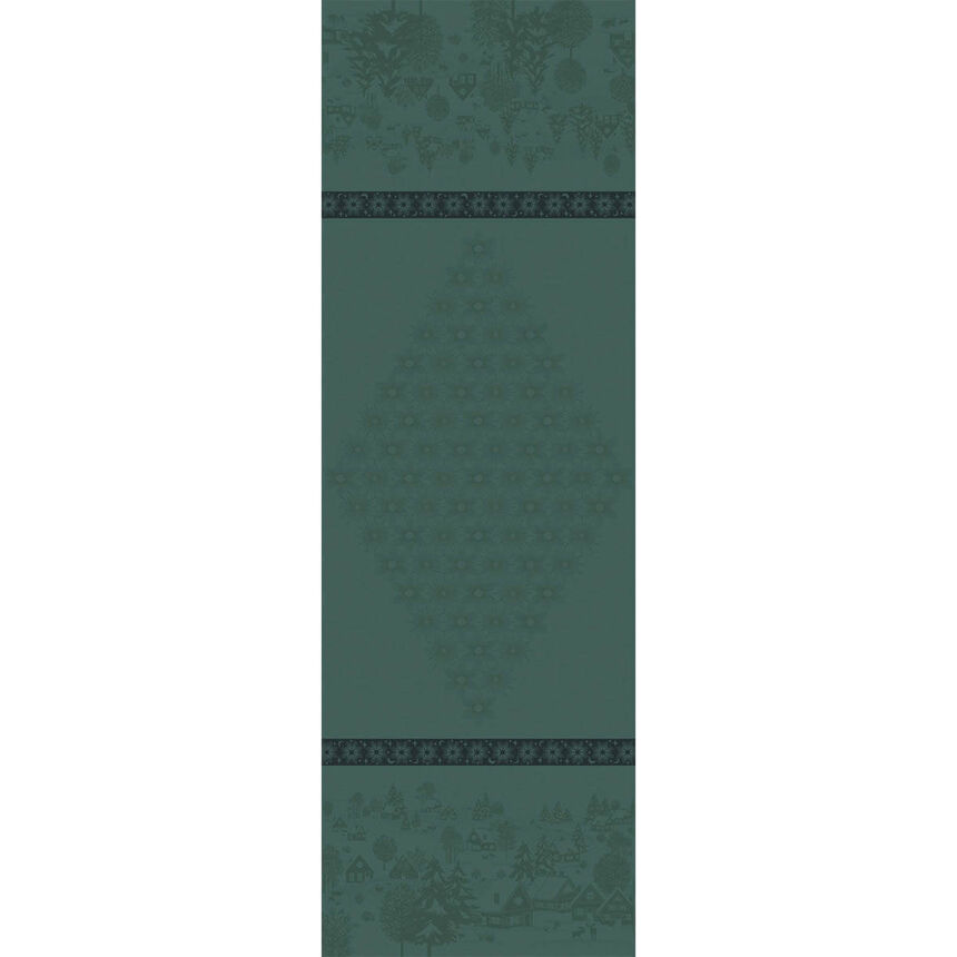 Runner Sous les &eacute;toiles Green 20"x59" 100% cotton, , hi-res image number 0