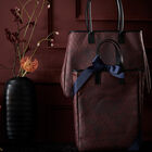 Hand-carried bag Pivoine Burgundy  100% cotton, acrylic coating. Garnish: Cattle leather, , hi-res image number 0