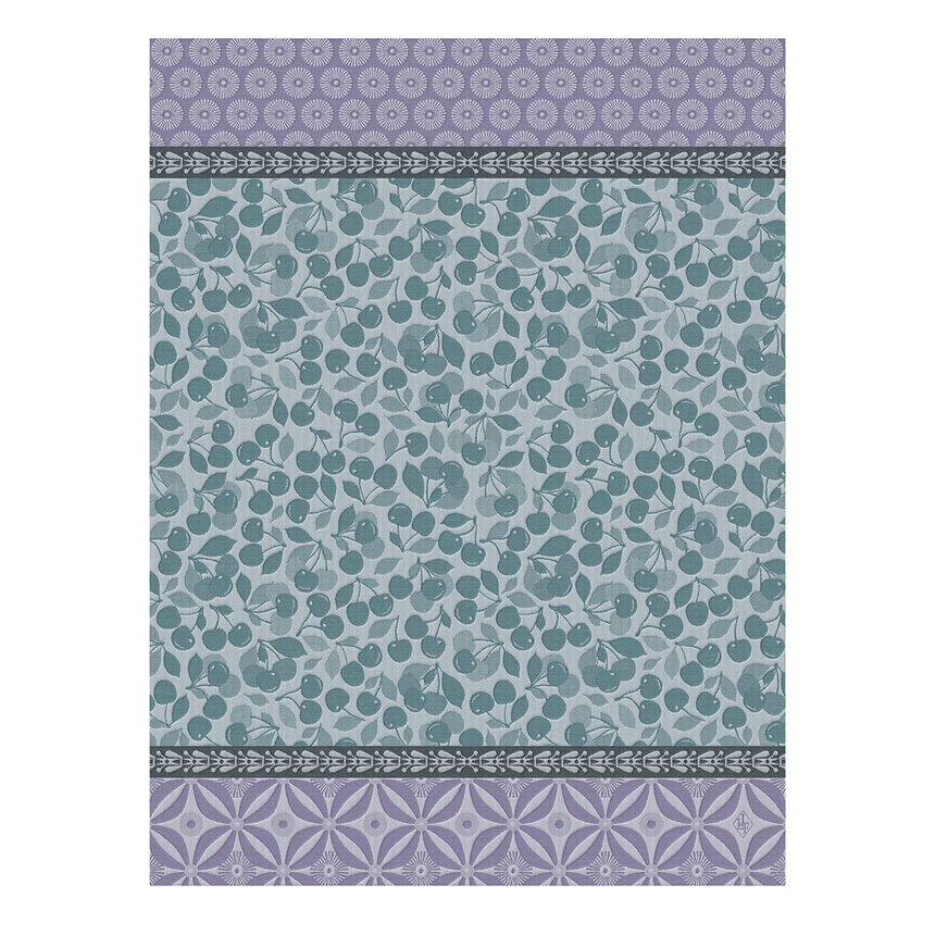 Tea towel Cerises Blue 60x80 100% cotton, , hi-res image number 0