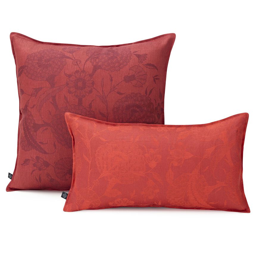 Cushion cover Ottomane Pivoine Burgundy 20"x12" 100% linen, , hi-res image number 1