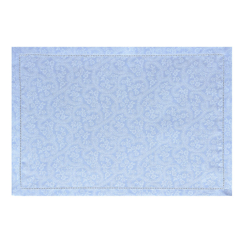 Placemat Portofino Fiori Blue 20"x14" 100% linen, , hi-res image number 0