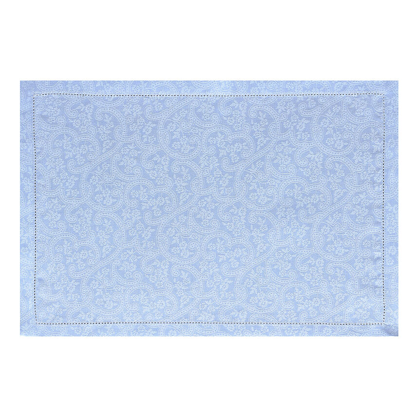 Placemat Portofino Fiori Blue 50x36 100% linen, , hi-res image number 0