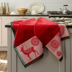 Tea towel Lumières d'étoiles Red 24"x31" 100% cotton, , hi-res image number 0