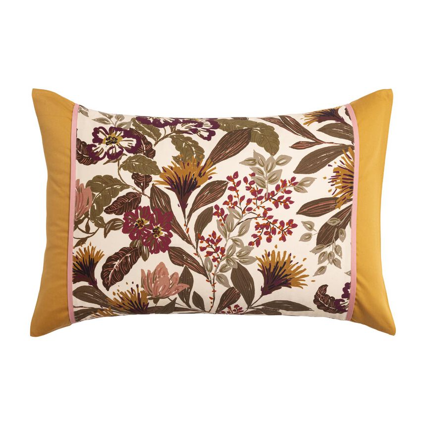 Pillowcase Panache de fleurs  Yellow 16"x31" 100% cotton, , hi-res image number 2