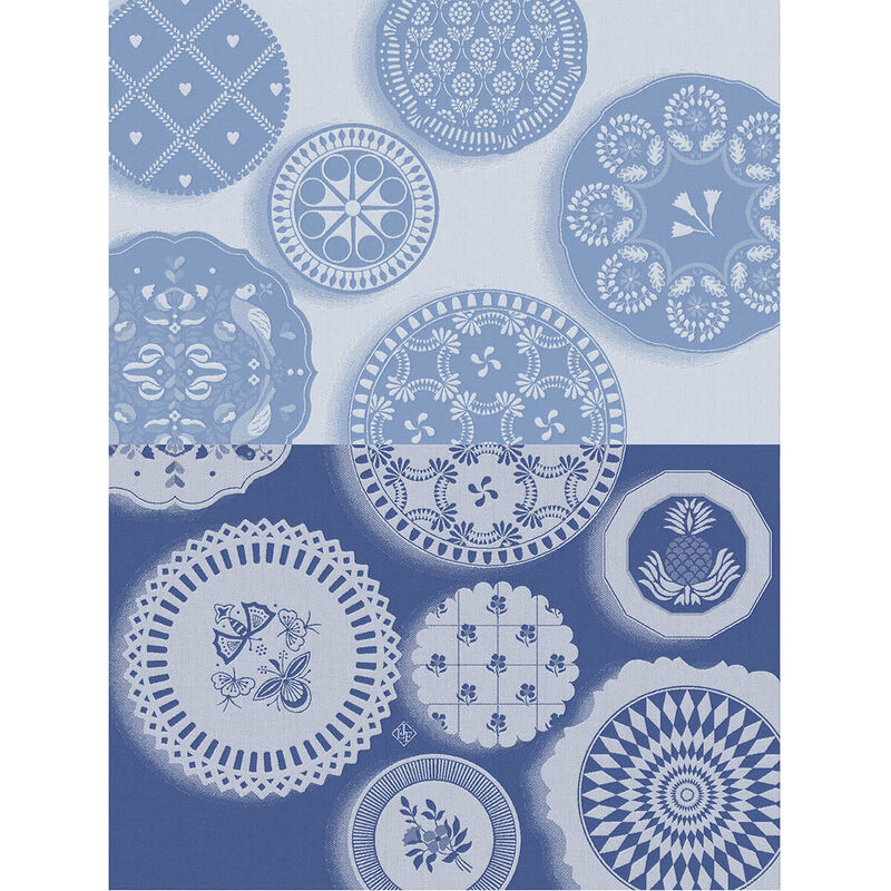 Tea towel Faïence Blue 60x80 100% cotton, , hi-res image number 0