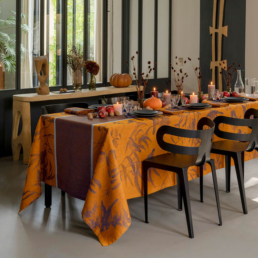 Tablecloth Voli&egrave;re Blue 69"x69" 100% linen, , hi-res image number 0