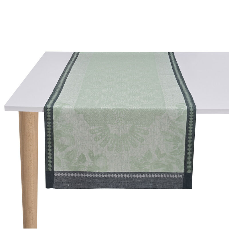 Runner Jardin d'orient Light Green 20"x59" 100% linen, , hi-res image number 0