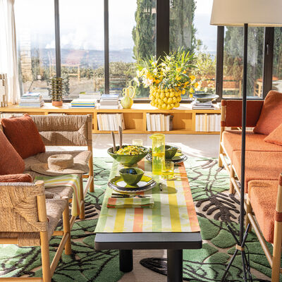 Chemin de table Bal des papillons Citrus 50x150 100% coton