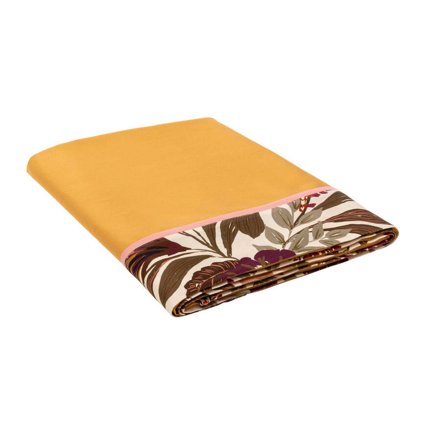 Flat sheets Panache de fleurs  Yellow 75"X114"Twin 100% cotton, , hi-res image number 0