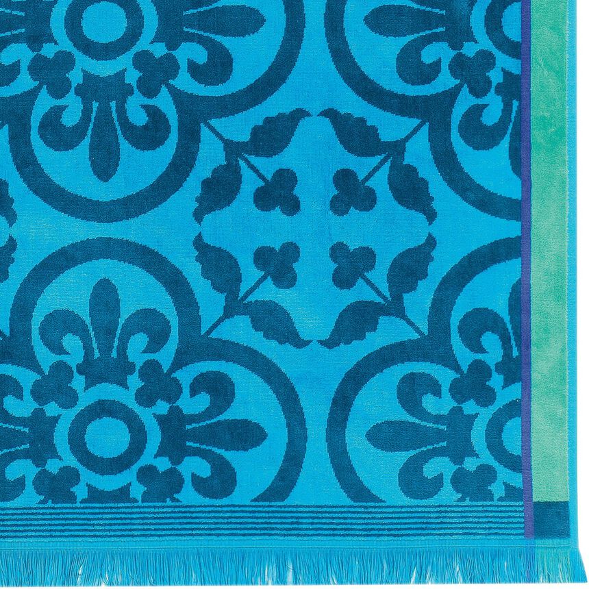 Serviette de plage Santorin Turquoise 100x200 100% coton, , hi-res image number 2