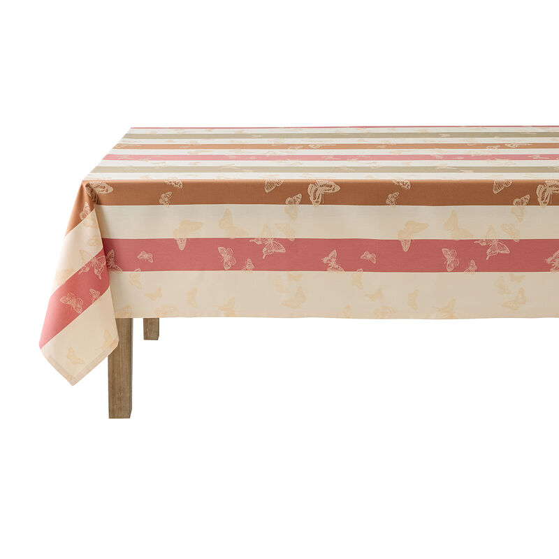 Tablecloth Bal des papillons Pink 69"x69" 100% cotton, , hi-res image number 0