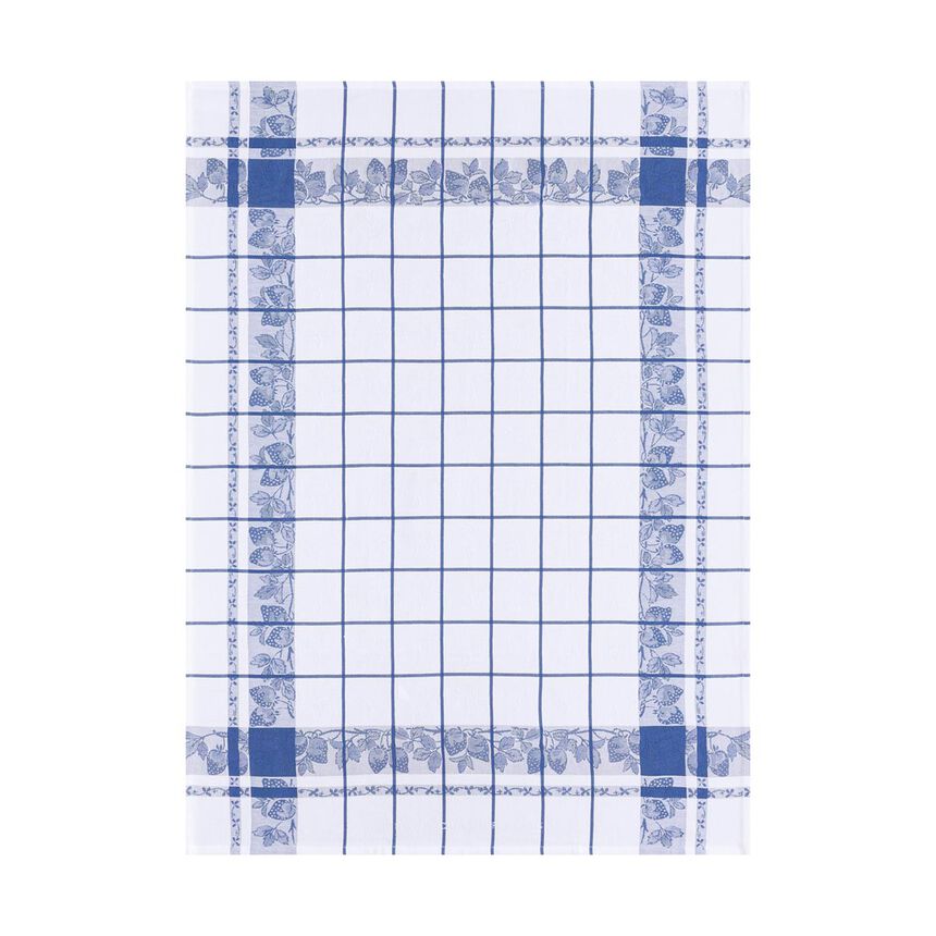Torchon Fraises Bleu de France 60x80 100% coton, , hi-res image number 0