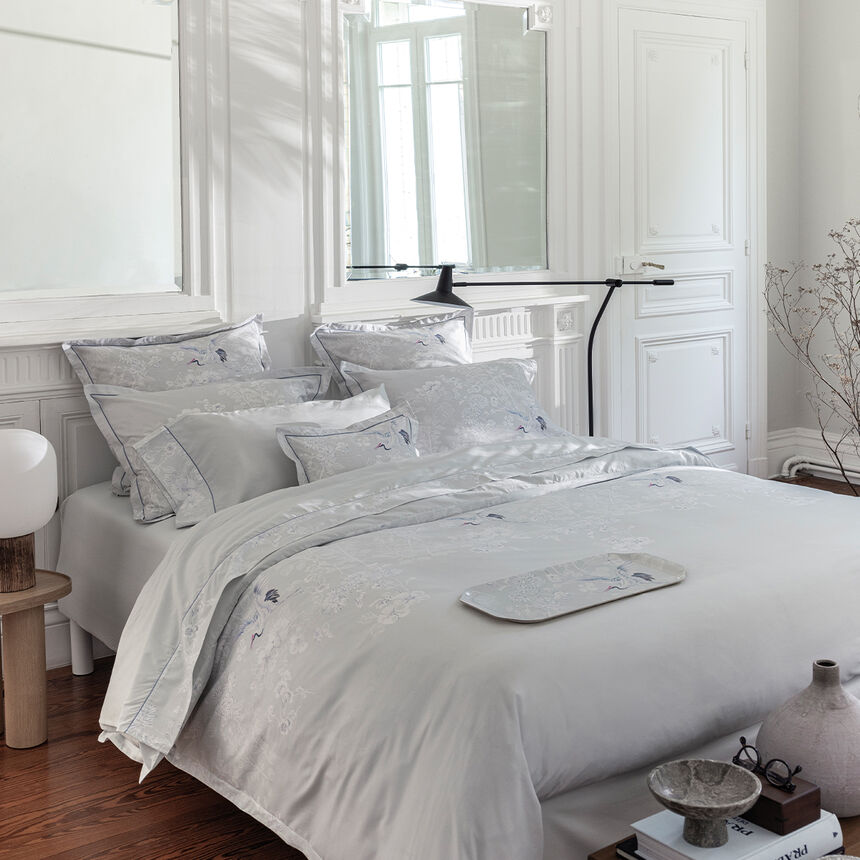 Duvet cover Envol Grey 61"x87" 100% cotton, , hi-res image number 0