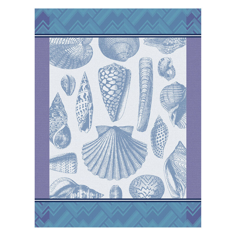Tea towel Coquillage Blue 60x80 100% cotton, , hi-res image number 0