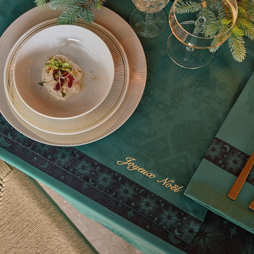 Placemat Sous les &eacute;toiles Green 20"x14" 100% cotton, , hi-res image number 0