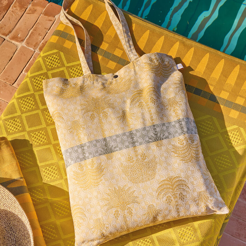 Beach bag Palmeraie Yellow 38x48 100% cotton, , hi-res image number 0