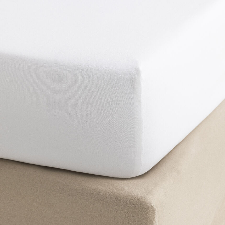 Fitted sheet Apparat White 78"X80"X17"King 100% cotton, , hi-res image number 0