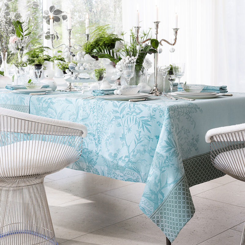 Tablecloth Jardin d'Eden Blue 69"x69" 100% cotton, , hi-res image number 2
