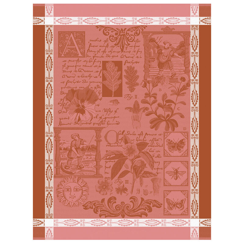 Tea towel Herbier Pink 60x80 100% cotton, , hi-res image number 0