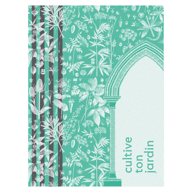 Tea towel Abbaye Terre Green 24"x31" 100% cotton, , hi-res