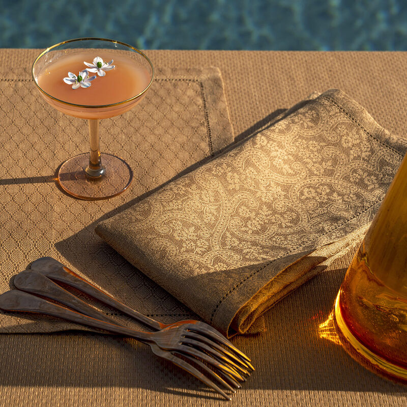 Placemat Portofino Géo Brown 20"x14" 100% linen, , hi-res image number 0
