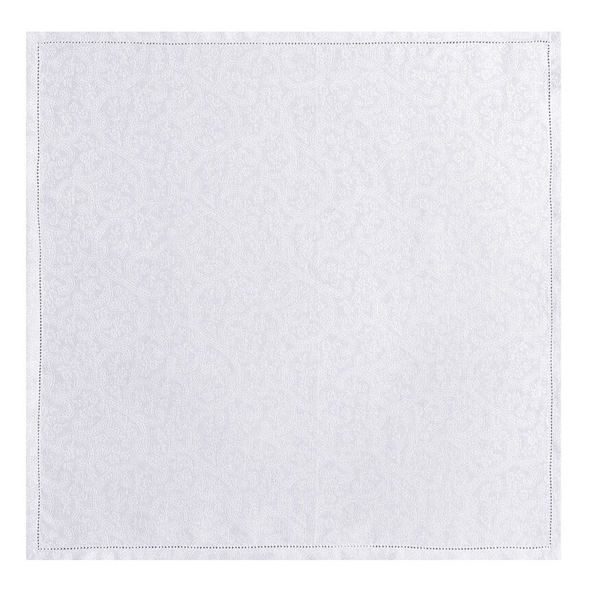 Napkin Portofino Fiori White 23"x23" 100% linen, , hi-res image number 1
