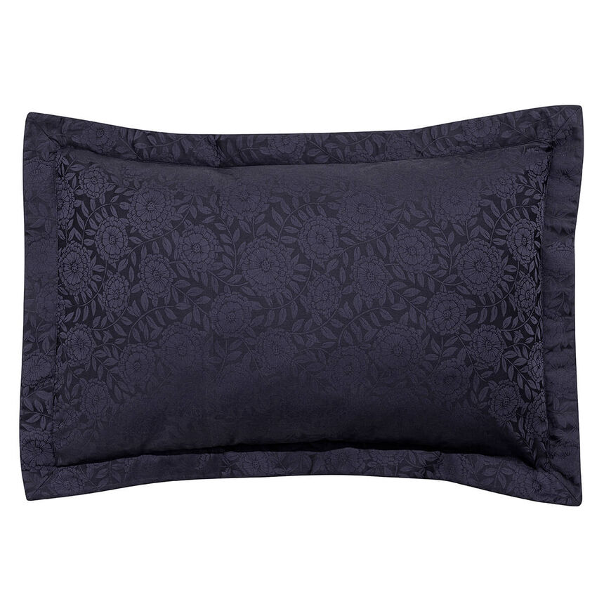Shams Flora Dark blue 26"X26"Euro 100% cotton, , hi-res