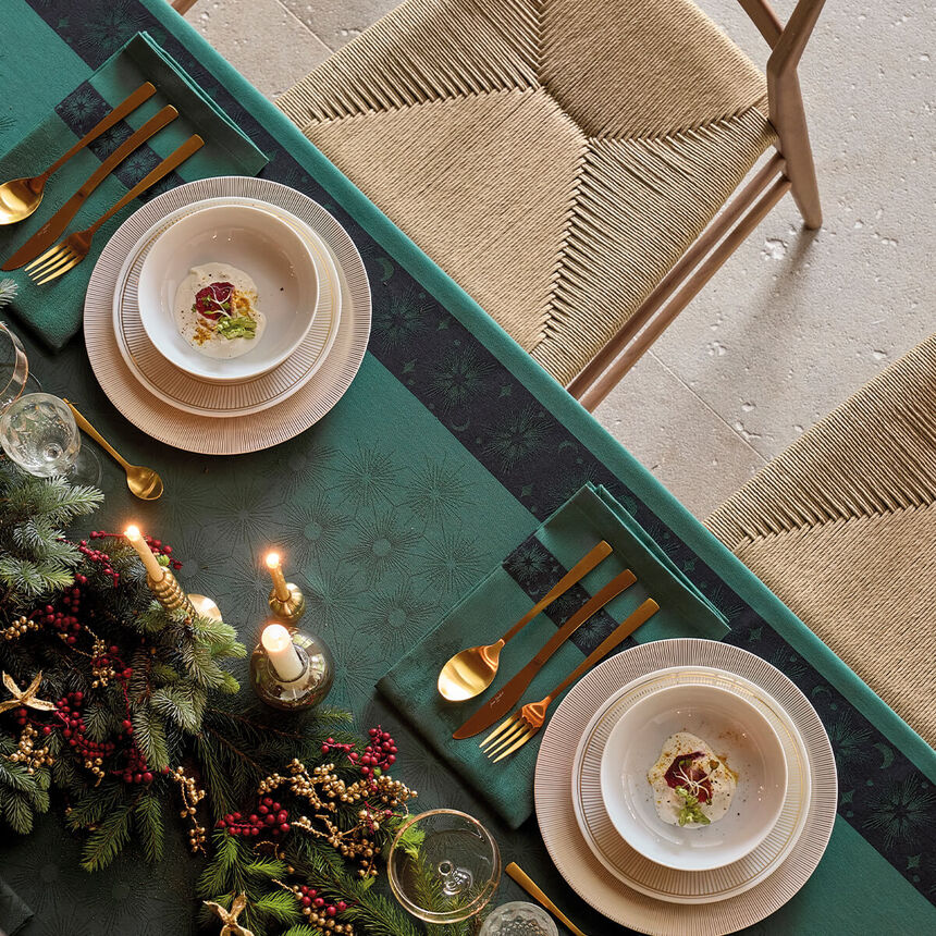 Tablecloth Sous les &eacute;toiles Green 47"x47" 100% cotton, , hi-res image number 0