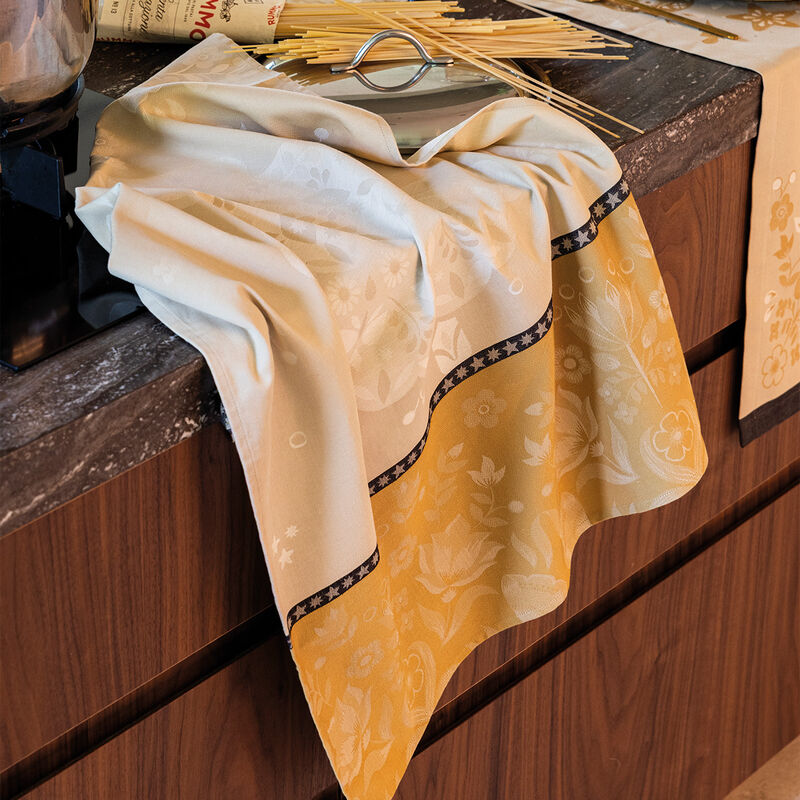 Tea towel Féerie Yellow 24"x31" 100% cotton, , hi-res image number 1