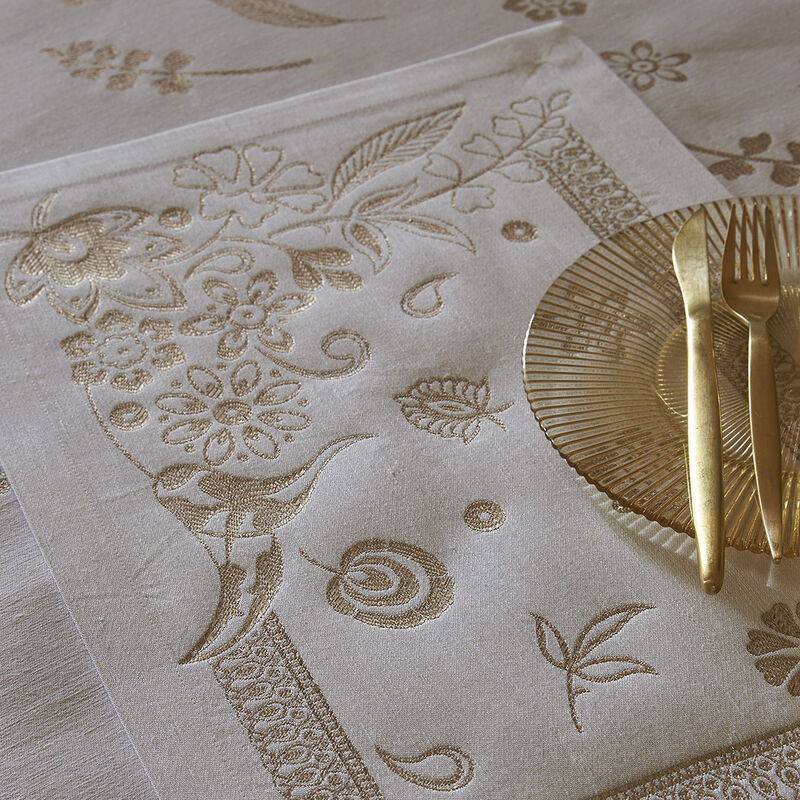 Placemat Haute Couture Gold 20"x14" 47% linen/ 43% cotton/ 10% polyester, , hi-res image number 0