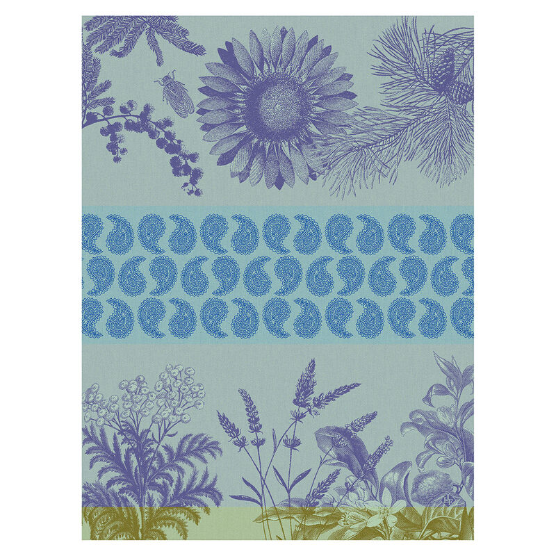 Tea towel Soleil au jardin Blue 24"x31" 100% cotton, , hi-res image number 0