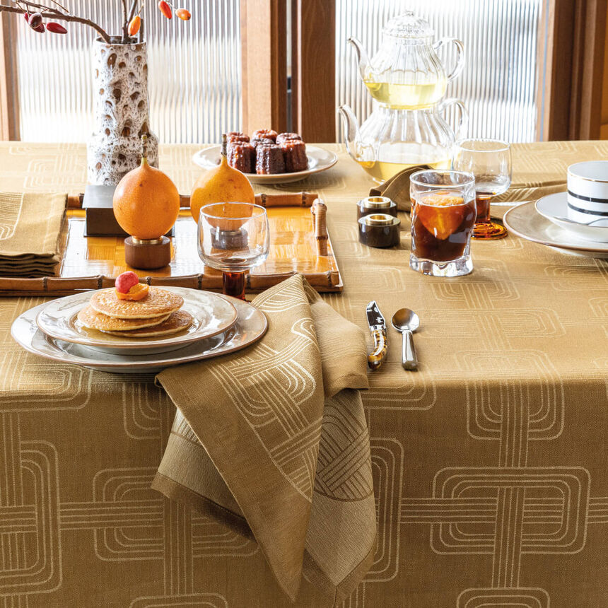Napkin H&ocirc;tel particulier Brown 22"x22" 100% linen, , hi-res image number 3
