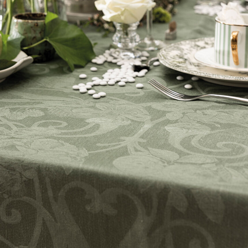 Tablecloth Tivoli Green 69"x69" 100% linen, , hi-res image number 6