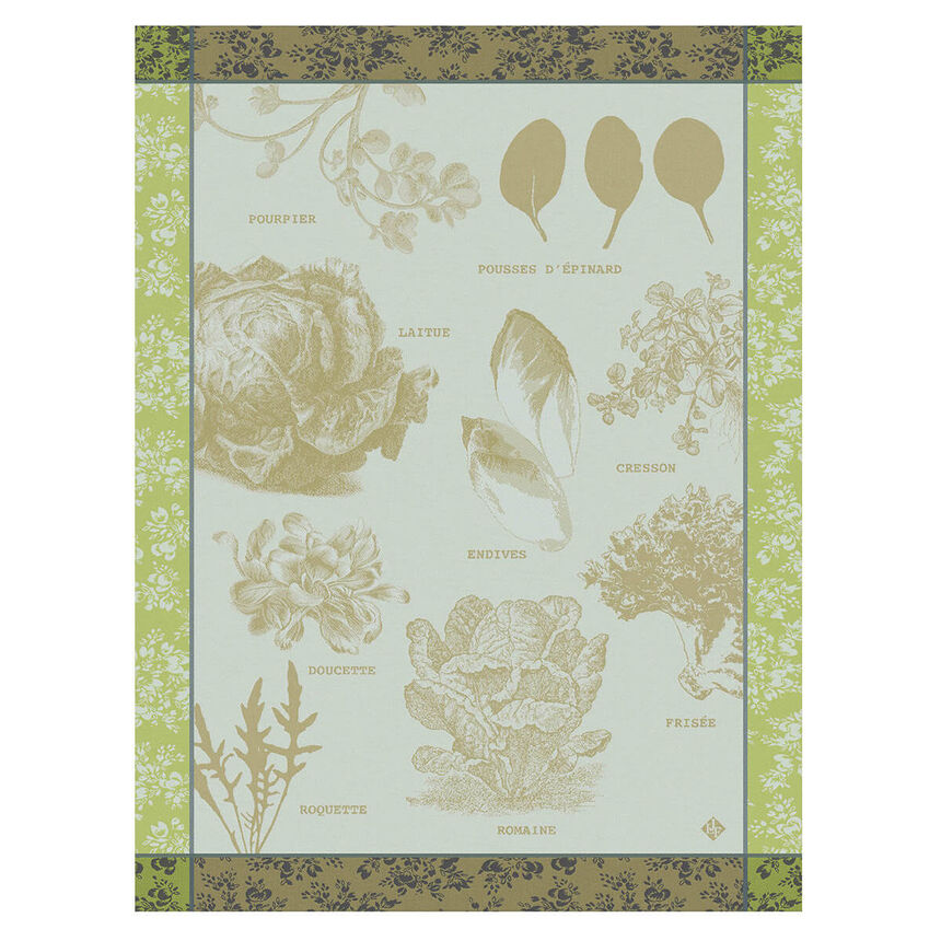 Tea towel Salades Illustr&eacute;es Sand 24"x31" 100% cotton, , hi-res image number 0