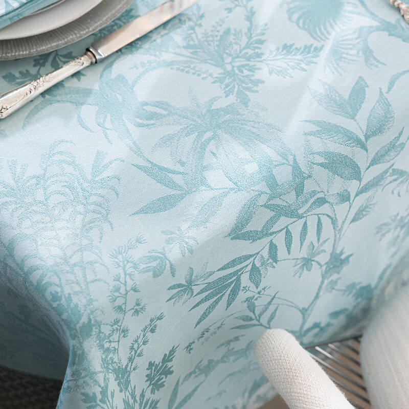 Tablecloth Jardin d'Eden Blue 69"x69" 100% cotton, , hi-res image number 3