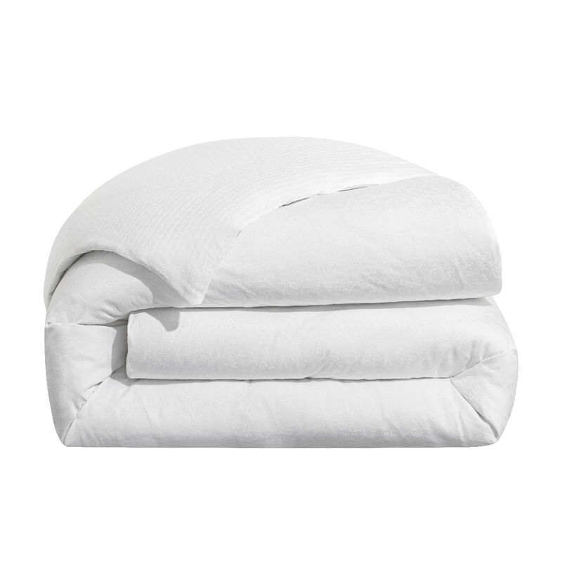 Duvet cover Portofino Withe 88"X92"Queen 100% cotton, , hi-res