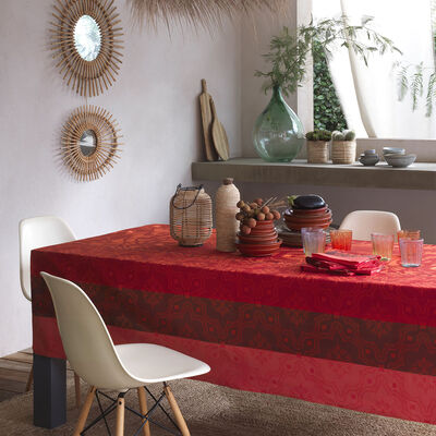 Coated tablecloth Bahia Red 69"x69" Cotton / 1% Poliestere